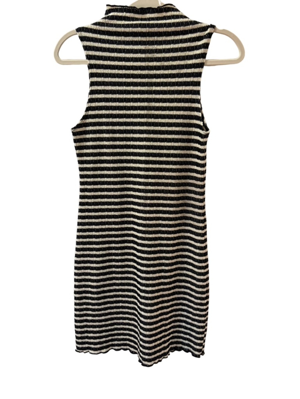 Antistar Black Cream Striped Ribbed Knit Mock Neck Dress Sleeveless S NWT - Picture 3 of 9